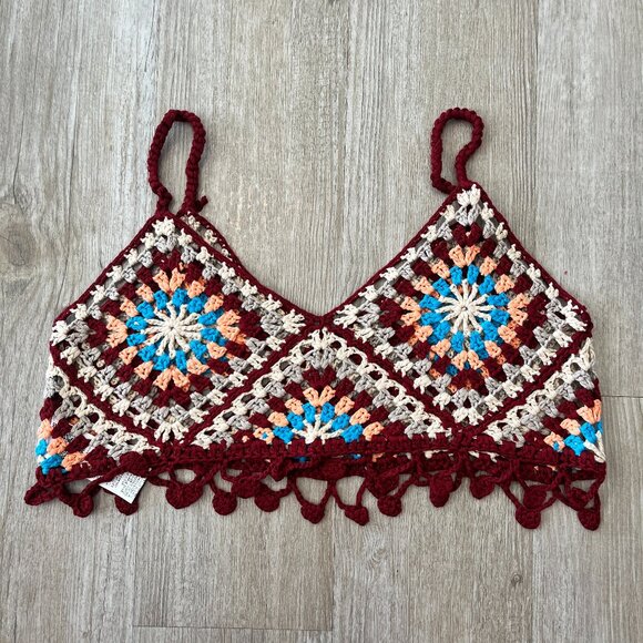 Womens Shein Multicolor Crochet Cropped Tank - M - Picture 1 of 5